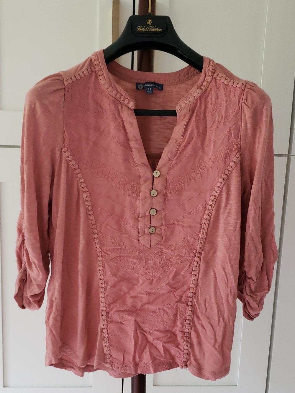 Democracy Dusty Rose Embroidered Blouse